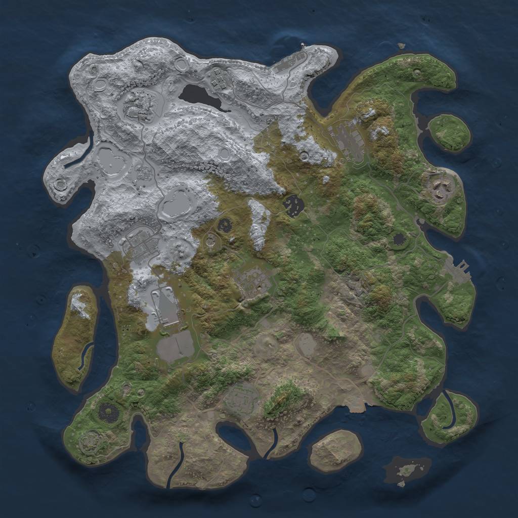 Rust Map: Procedural Map, Size: 3700, Seed: 38142493, 17 Monuments
