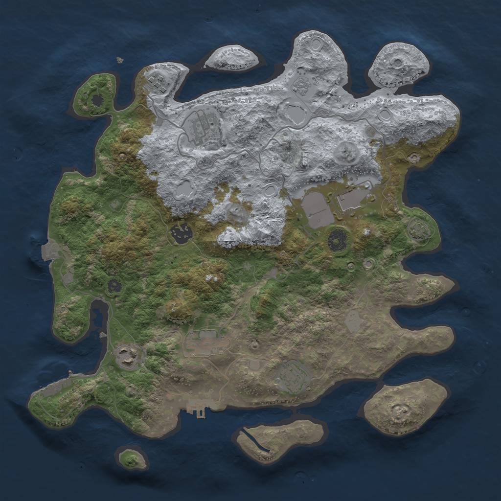 Rust Map: Procedural Map, Size: 3600, Seed: 22118529, 14 Monuments