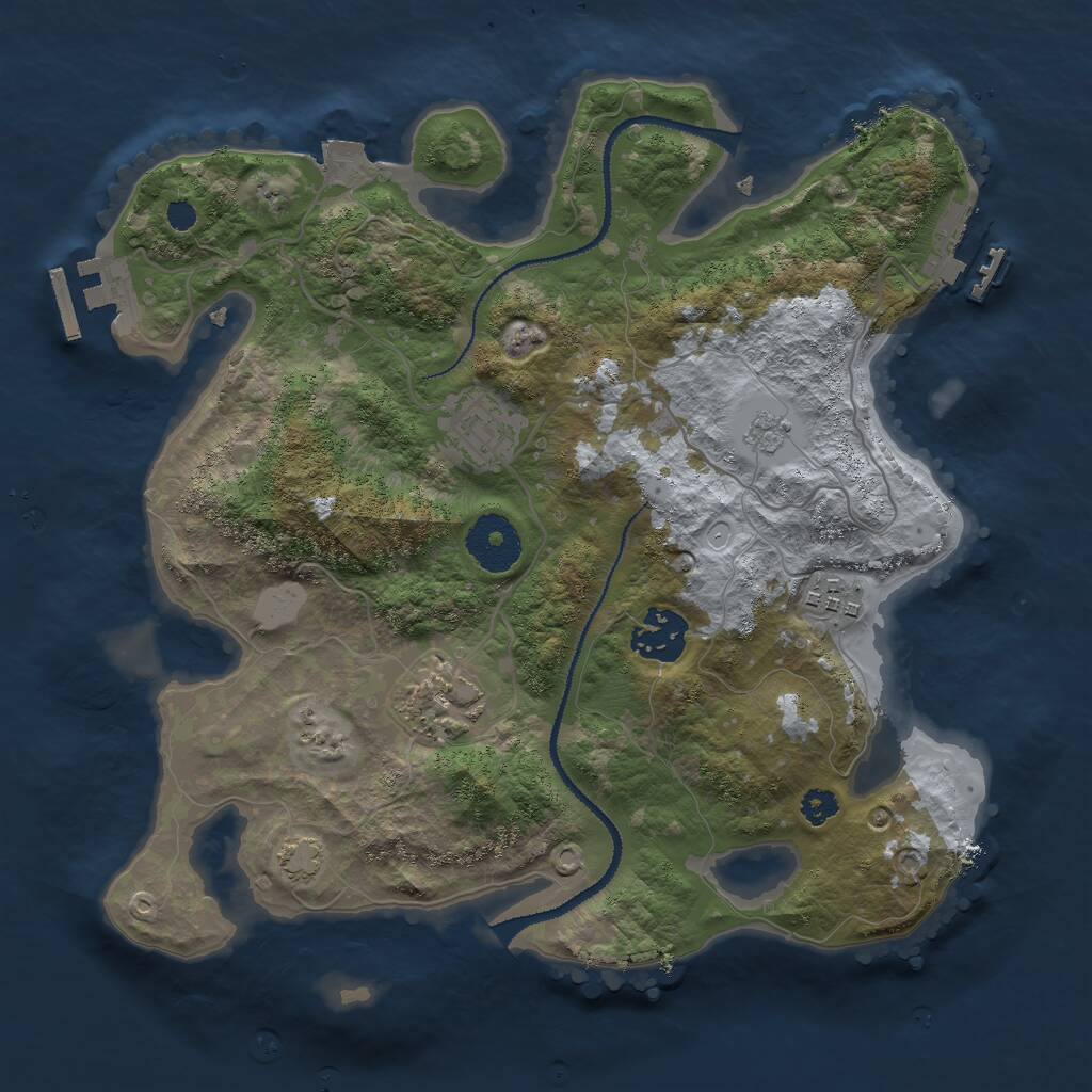 Rust Map: Procedural Map, Size: 3000, Seed: 25862, 9 Monuments