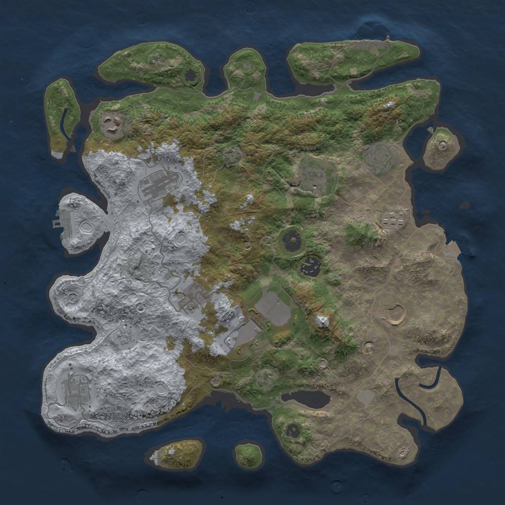Rust Map: Procedural Map, Size: 3750, Seed: 20463733, 18 Monuments