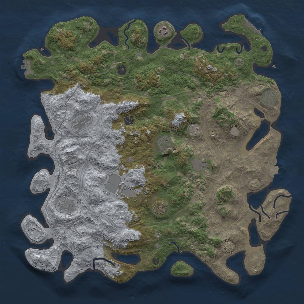 Rust Map: Procedural Map, Size: 4500, Seed: 73950973, 18 Monuments