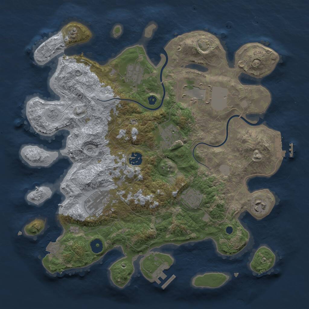 Rust Map: Procedural Map, Size: 3500, Seed: 361839654, 13 Monuments