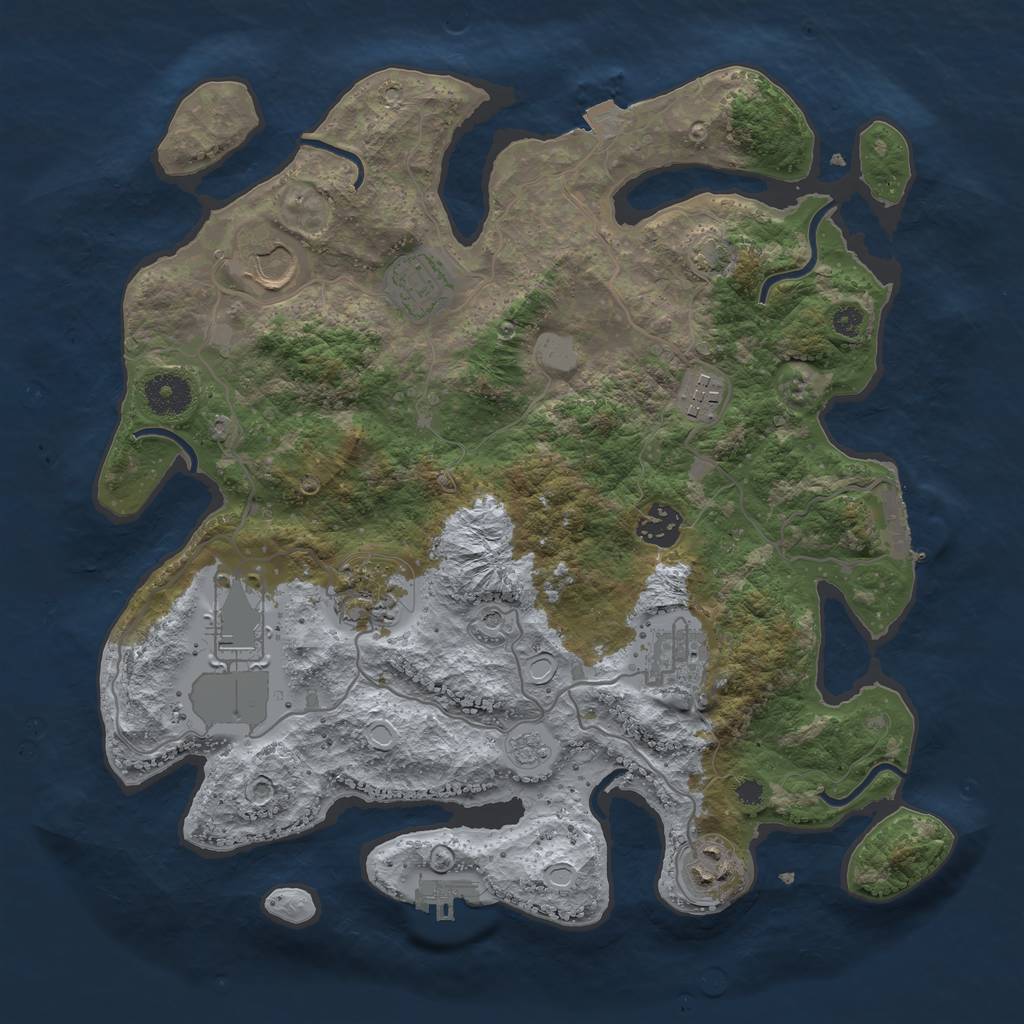 Rust Map: Procedural Map, Size: 3500, Seed: 168053886, 16 Monuments