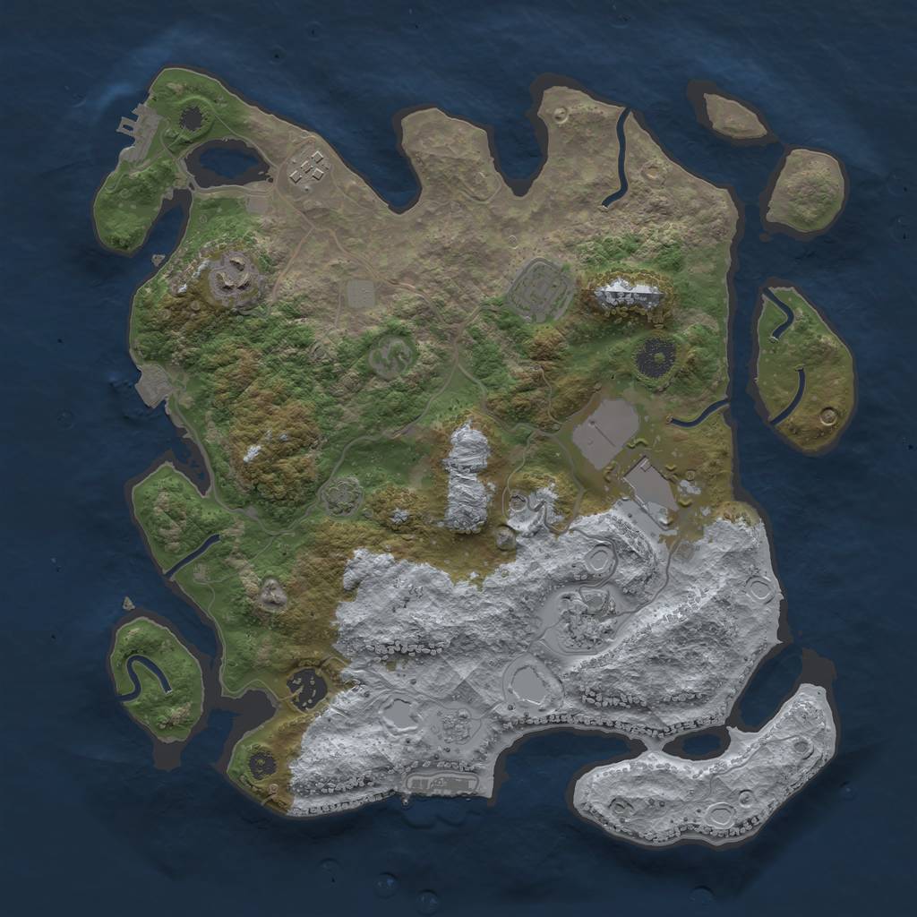 Rust Map: Procedural Map, Size: 3500, Seed: 1262876547, 14 Monuments