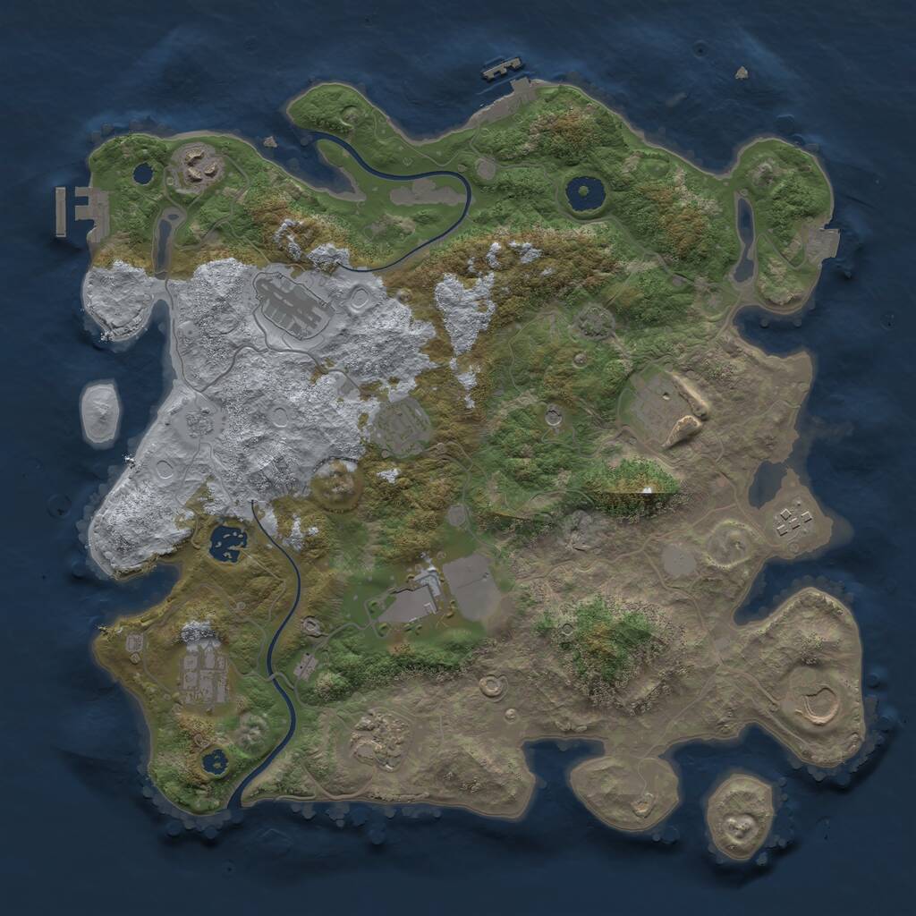 Rust Map: Procedural Map, Size: 3700, Seed: 1120296615, 16 Monuments