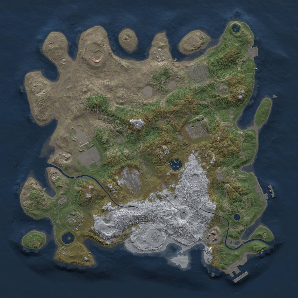 Rust Map: Procedural Map, Size: 3700, Seed: 2044803301, 15 Monuments