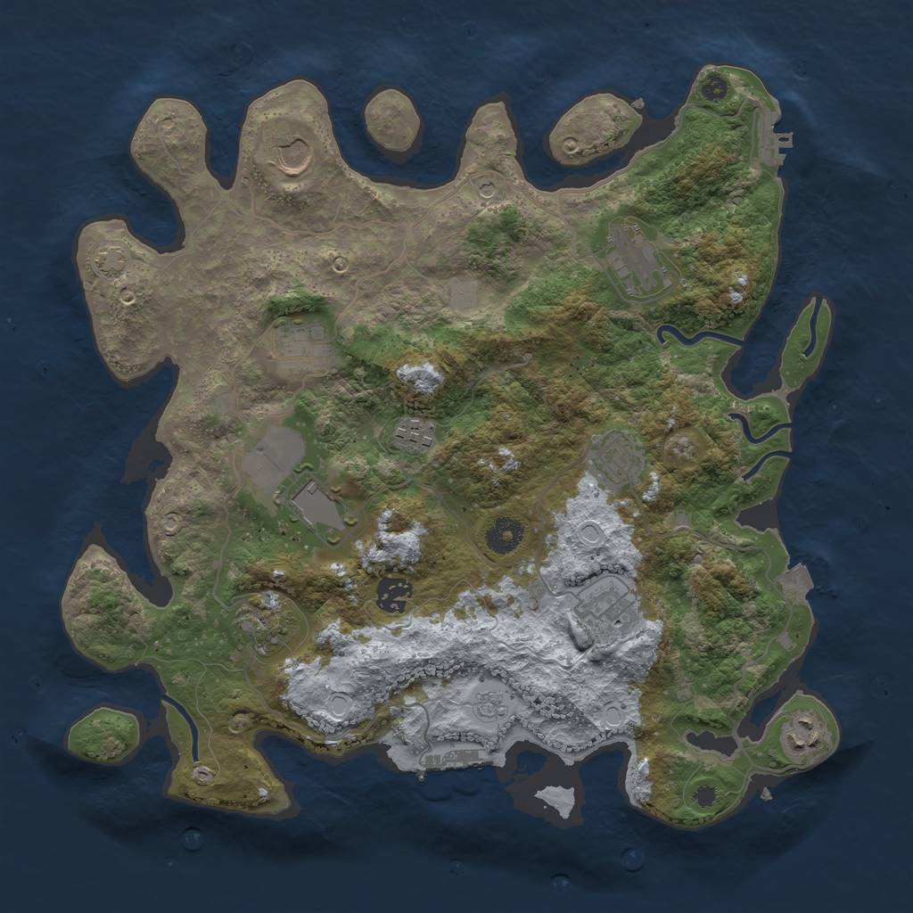 Rust Map: Procedural Map, Size: 3700, Seed: 2044803301, 18 Monuments