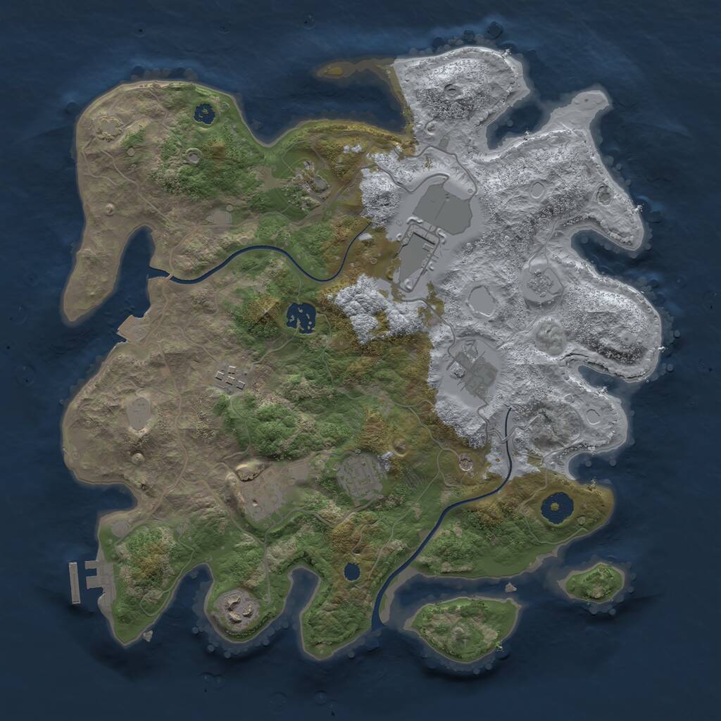 Rust Map: Procedural Map, Size: 3500, Seed: 27012, 13 Monuments