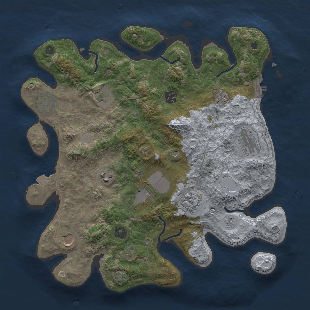 Rust Map: Procedural Map, Size: 3600, Seed: 1223365534, 16 Monuments