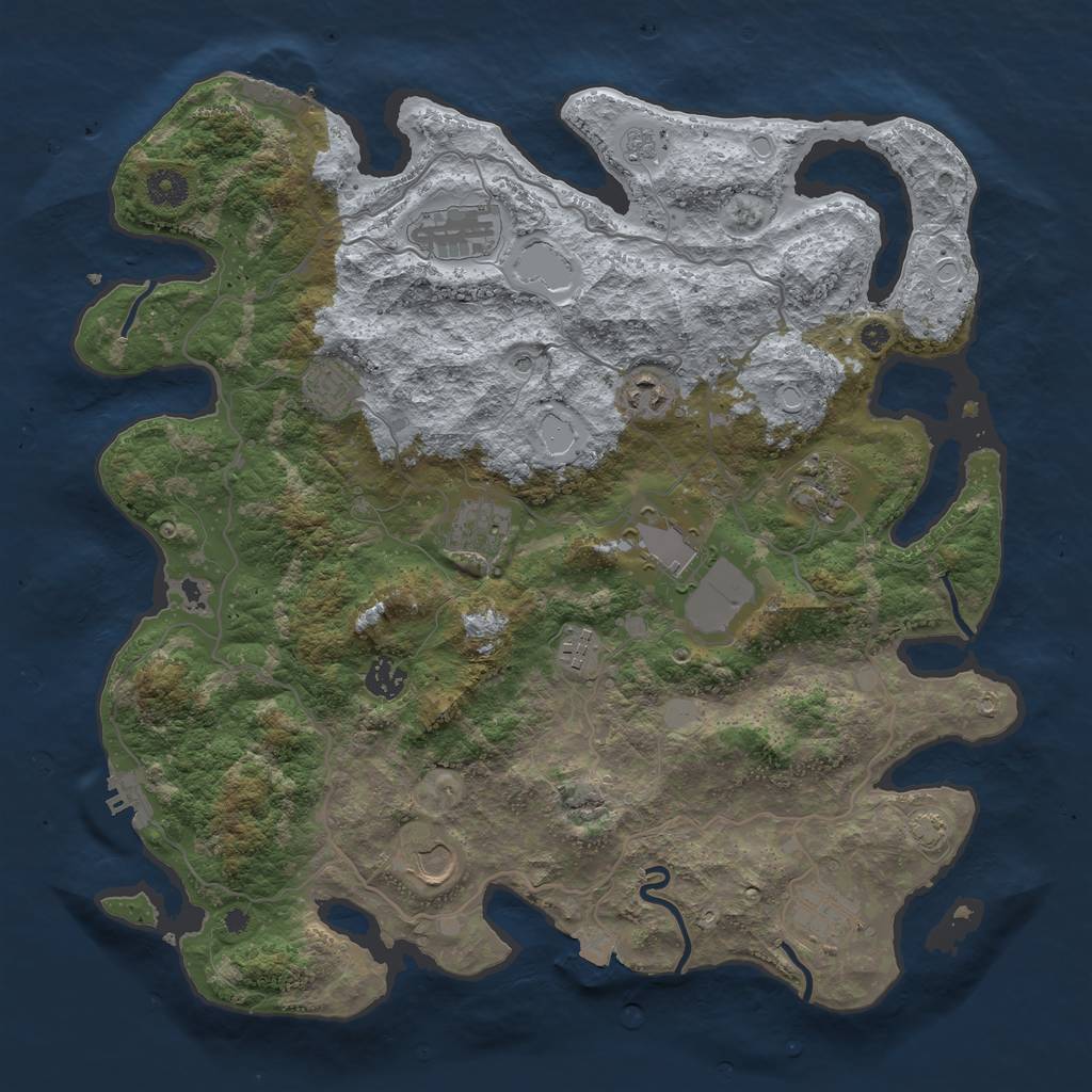Rust Map: Procedural Map, Size: 4000, Seed: 845913015, 18 Monuments