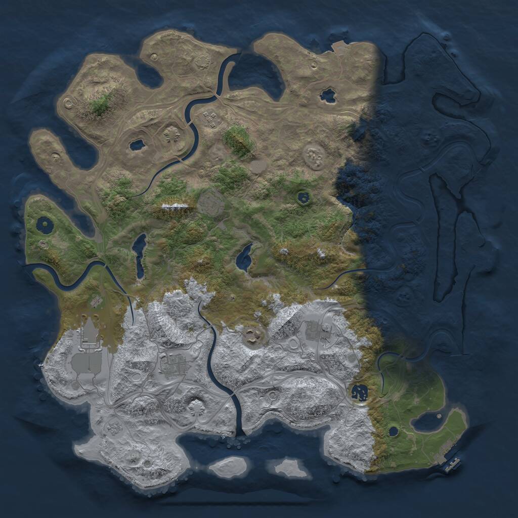Rust Map: Procedural Map, Size: 4500, Seed: 1162362755, 13 Monuments