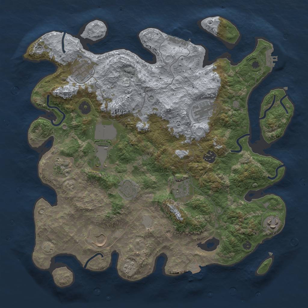 Rust Map: Procedural Map, Size: 3750, Seed: 996249, 18 Monuments
