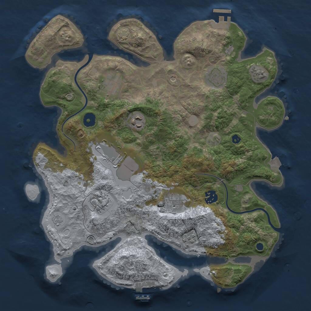 Rust Map: Procedural Map, Size: 3500, Seed: 1217063652, 14 Monuments