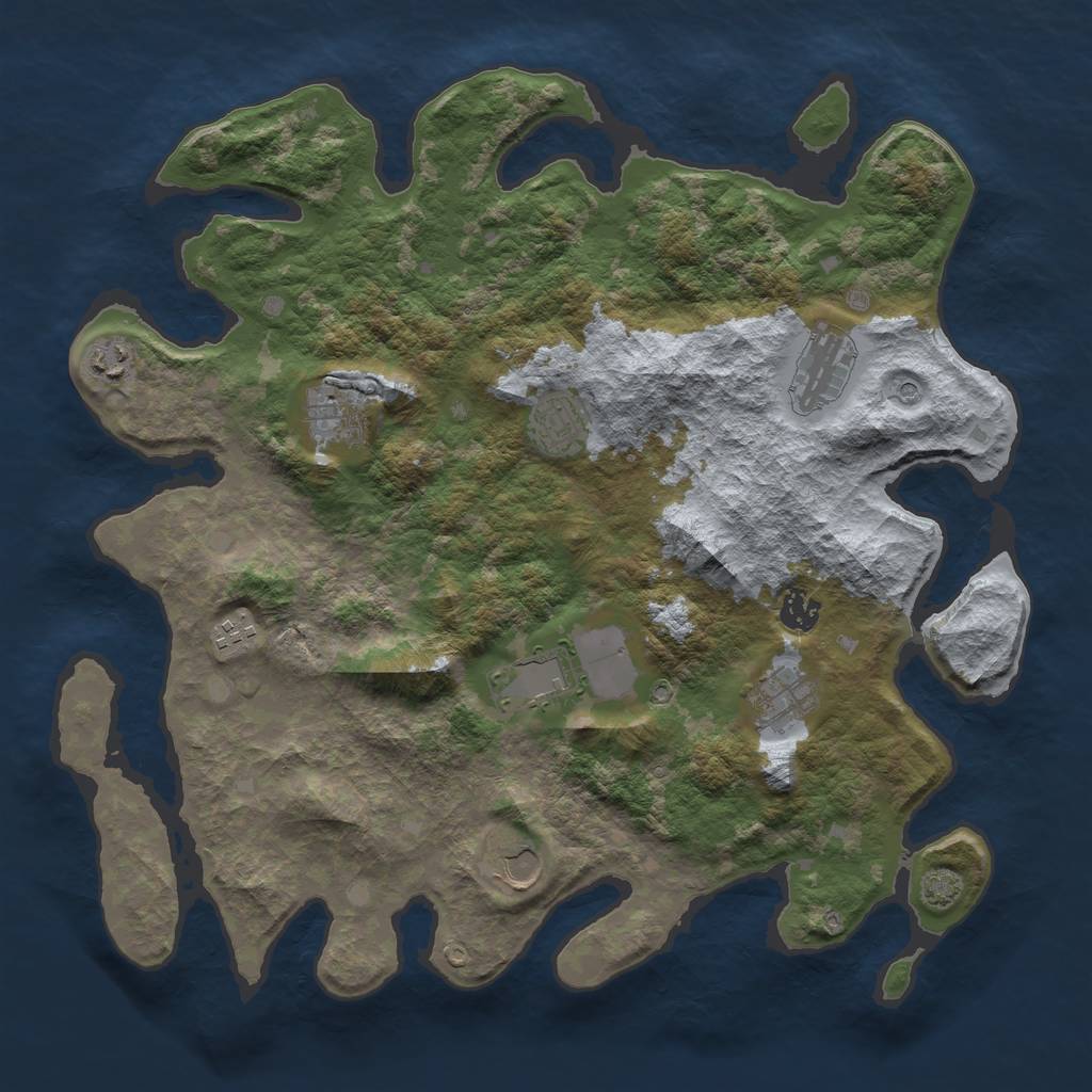 Rust Map: Barren, Size: 4000, Seed: 1716801796, 13 Monuments