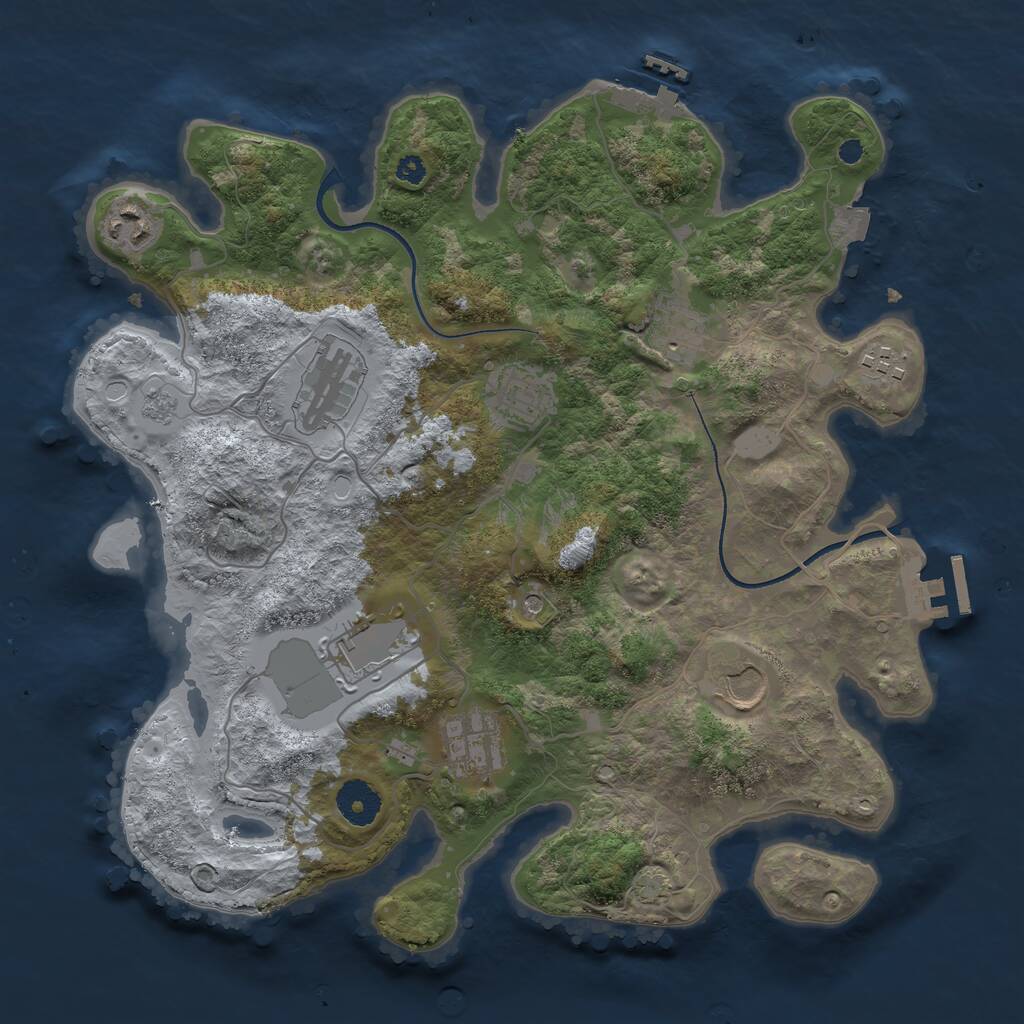 Rust Map: Procedural Map, Size: 3500, Seed: 165843595, 14 Monuments