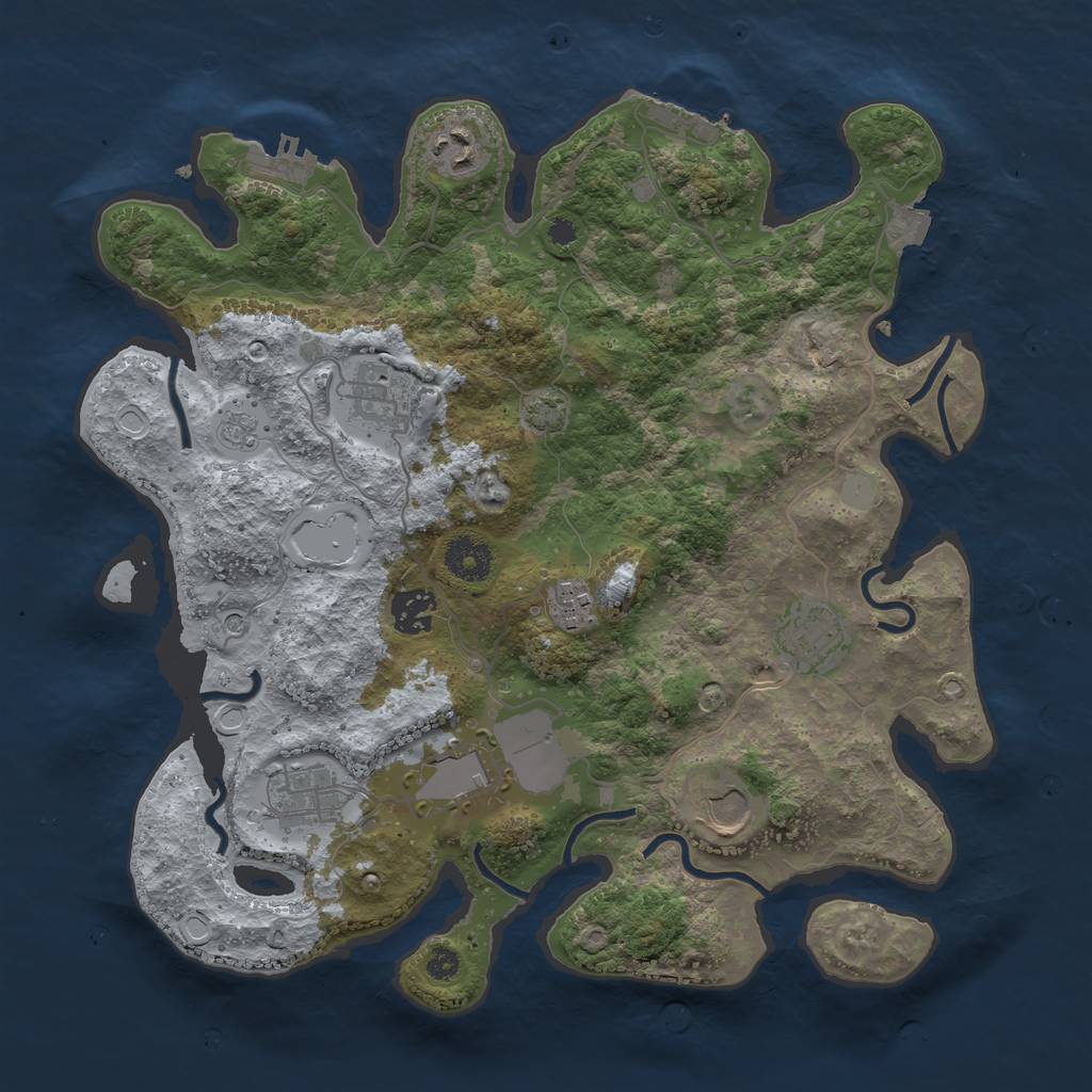 Rust Map: Procedural Map, Size: 3500, Seed: 165843595, 16 Monuments