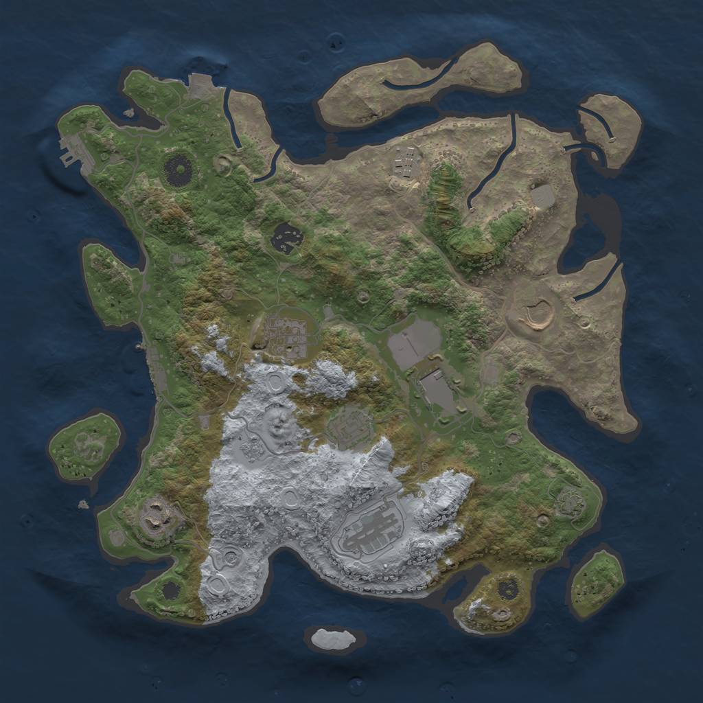 Rust Map: Procedural Map, Size: 3500, Seed: 1252851501, 16 Monuments
