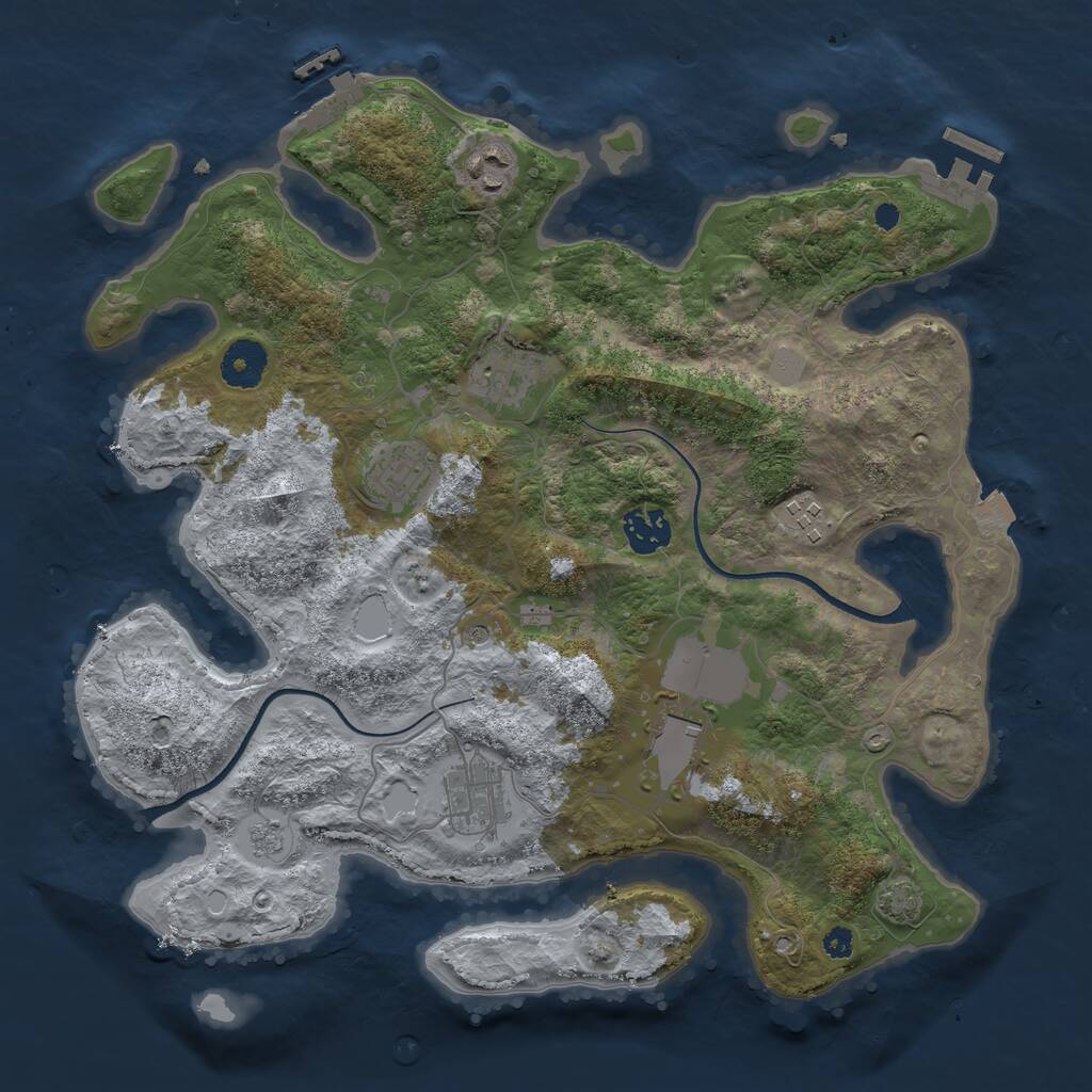 Rust Map: Procedural Map, Size: 3500, Seed: 20098198, 13 Monuments
