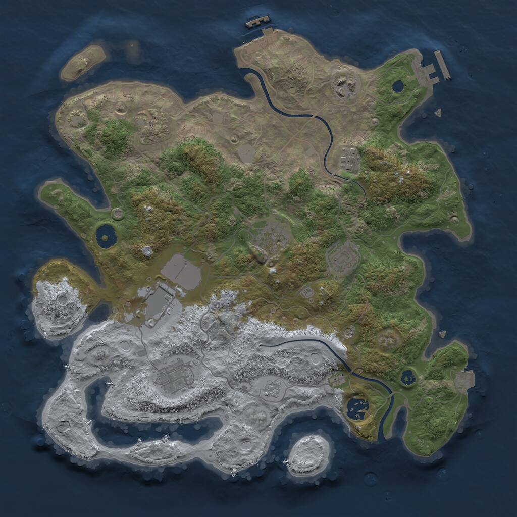 Rust Map: Procedural Map, Size: 3500, Seed: 1636308133, 14 Monuments