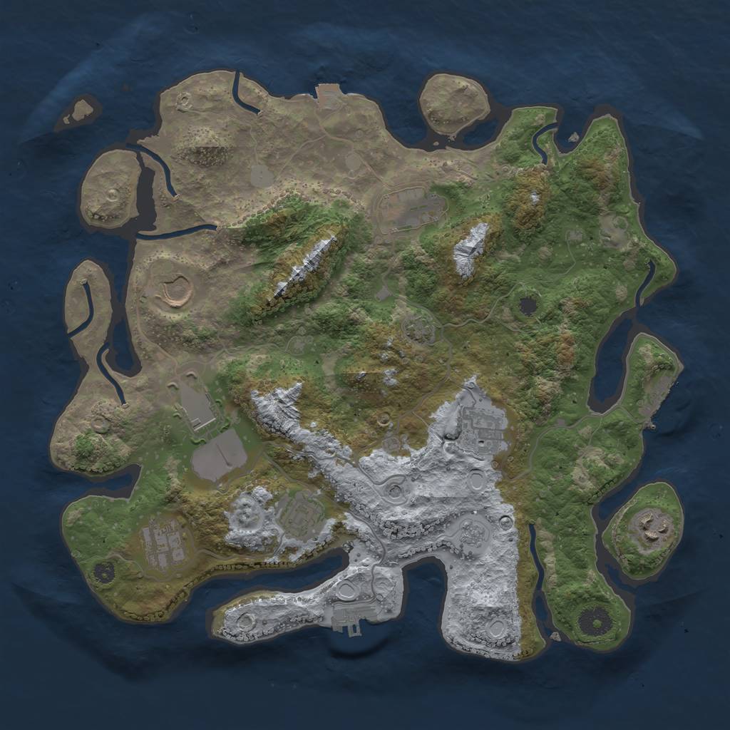 Rust Map: Procedural Map, Size: 3500, Seed: 21351245, 15 Monuments