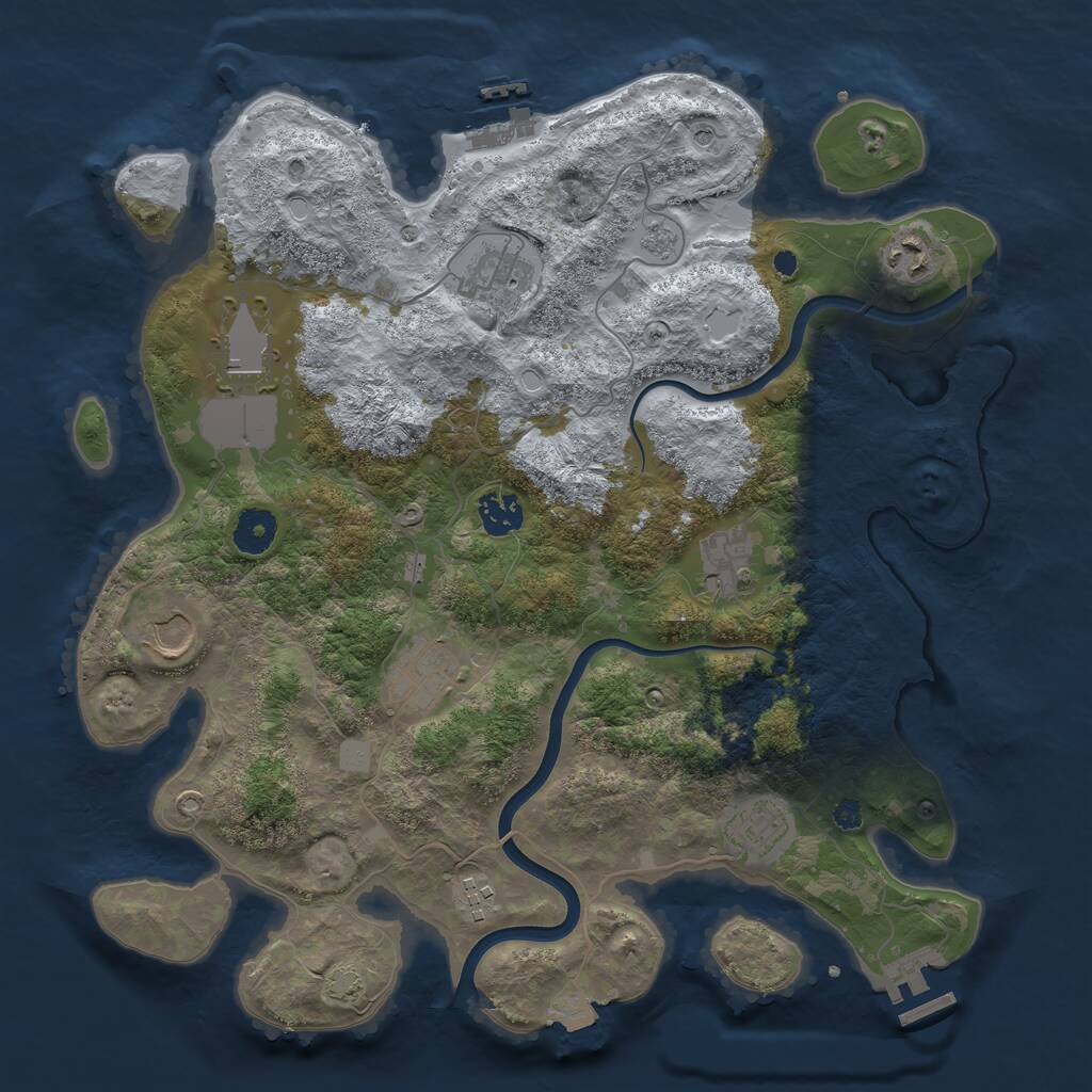 Rust Map: Procedural Map, Size: 3700, Seed: 63712845, 15 Monuments