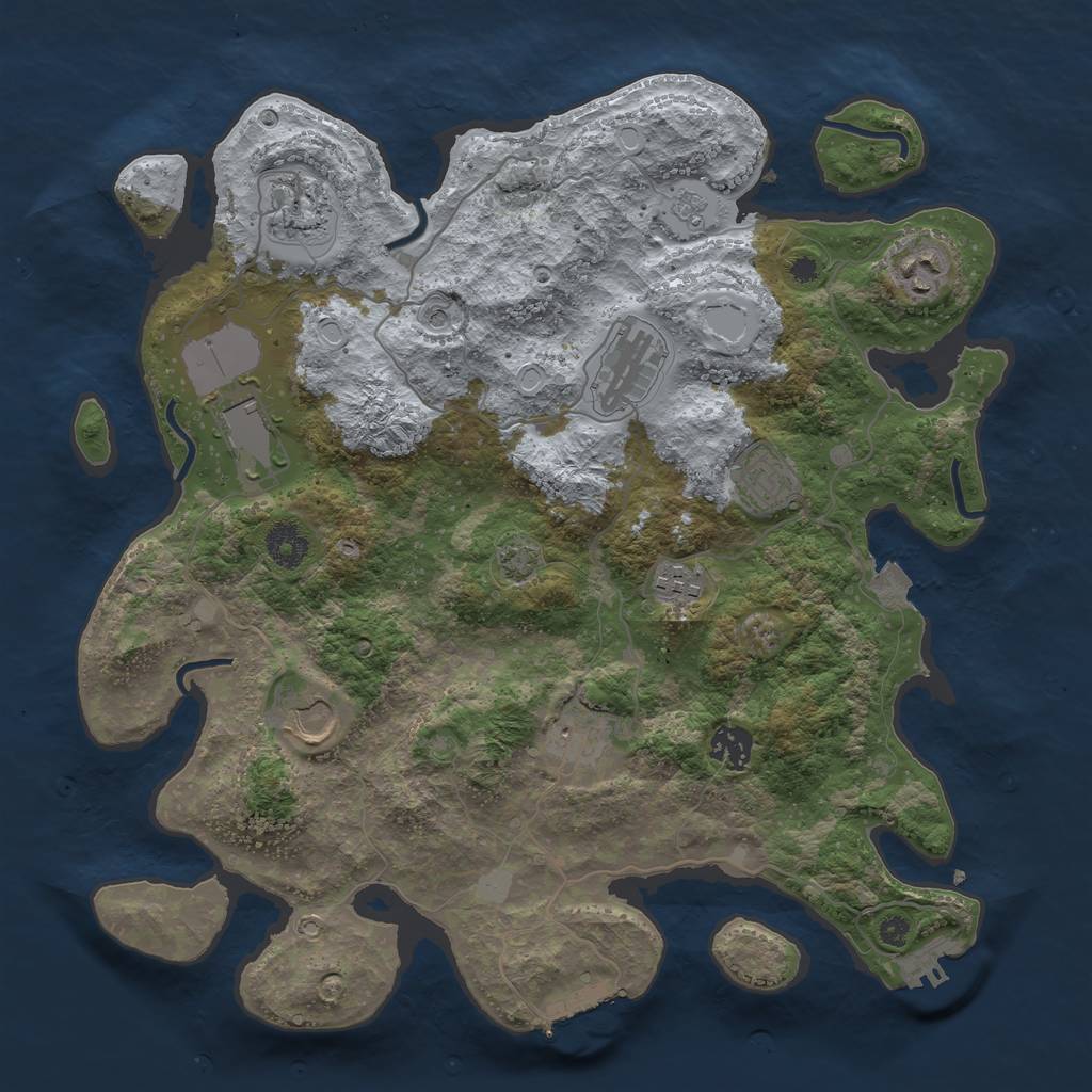 Rust Map: Procedural Map, Size: 3700, Seed: 63712845, 17 Monuments