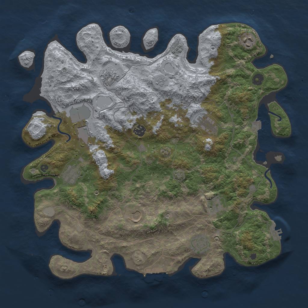 Rust Map: Procedural Map, Size: 4000, Seed: 138391129, 18 Monuments