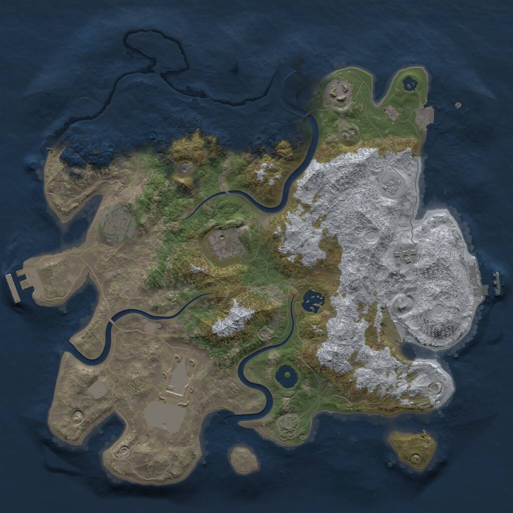 Rust Map: Procedural Map, Size: 3500, Seed: 2098017779, 12 Monuments