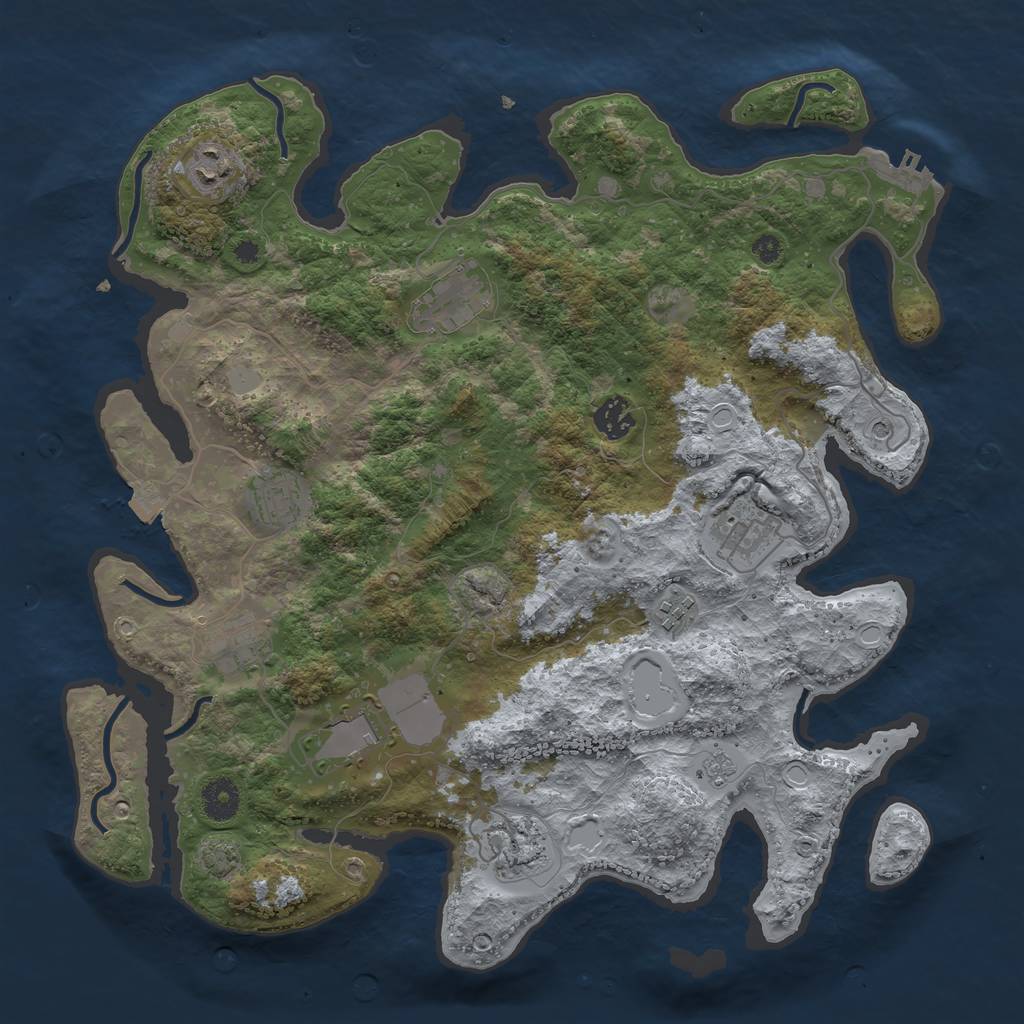 Rust Map: Procedural Map, Size: 3800, Seed: 58387026, 16 Monuments