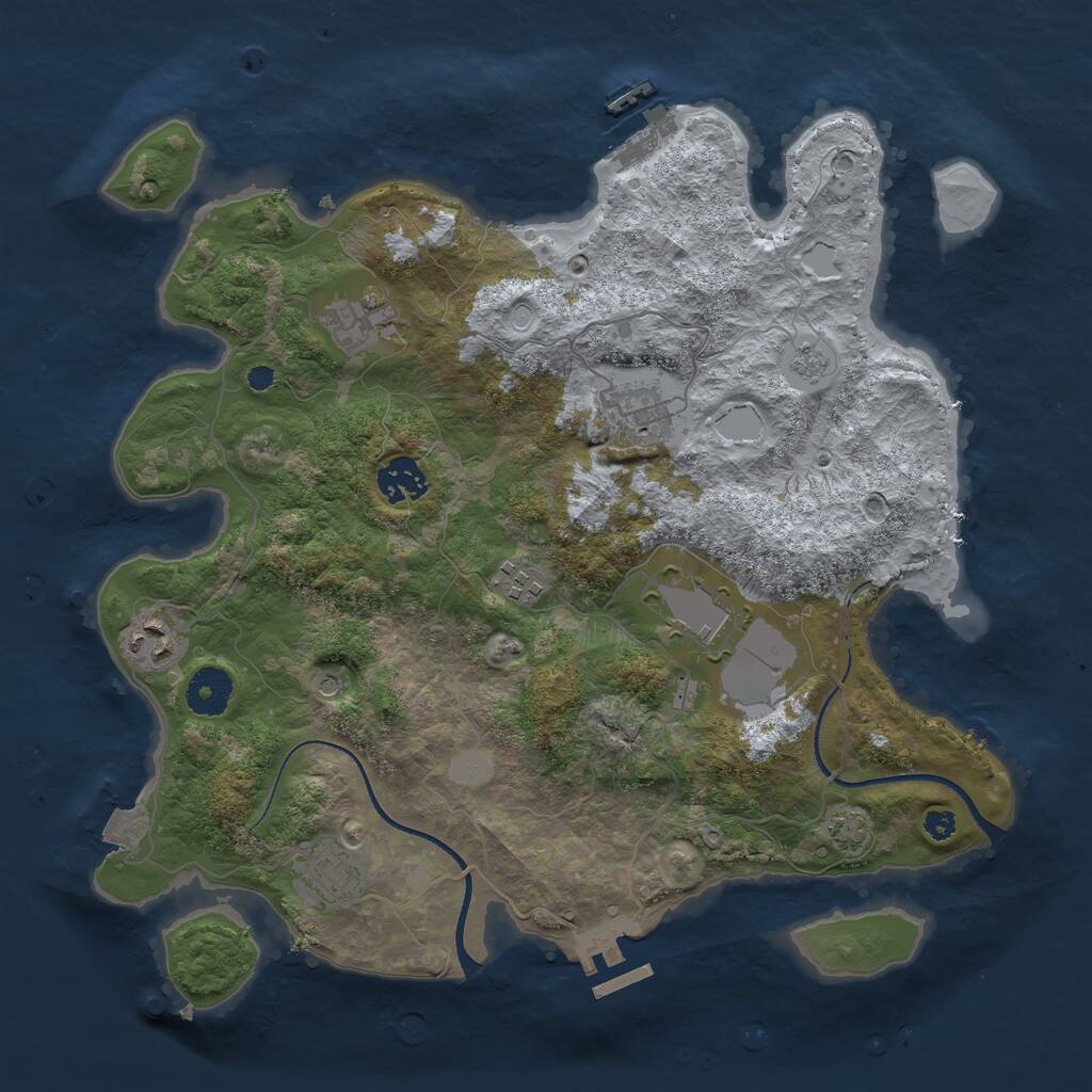 Rust Map: Procedural Map, Size: 3500, Seed: 83154966, 13 Monuments