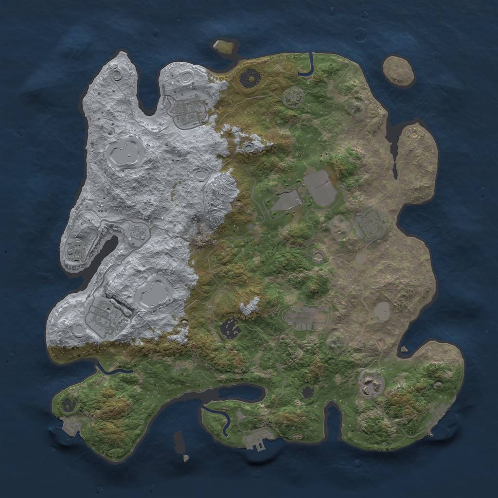 Rust Map: Procedural Map, Size: 3700, Seed: 38186078, 16 Monuments