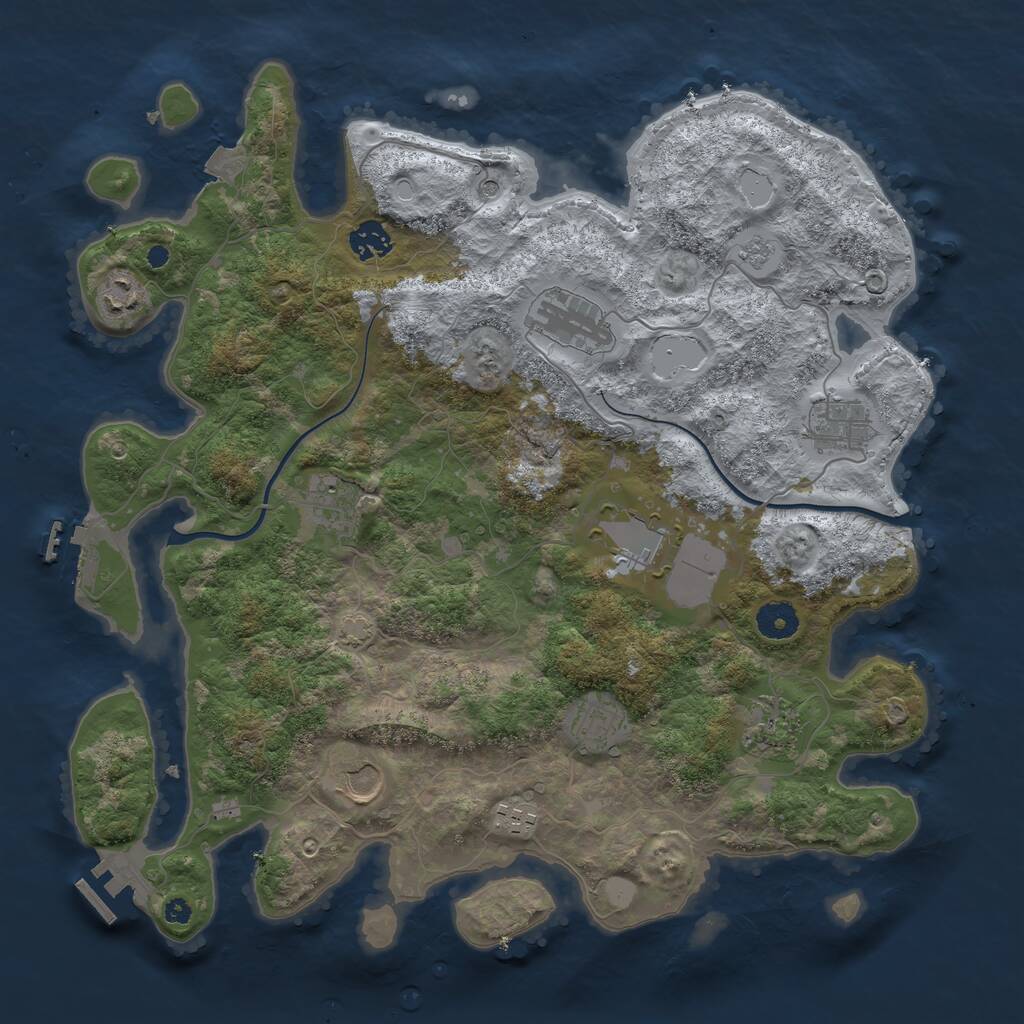 Rust Map: Procedural Map, Size: 3850, Seed: 666305000, 16 Monuments