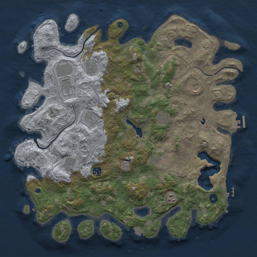 Rust Map: Procedural Map, Size: 4300, Seed: 20405530, 17 Monuments