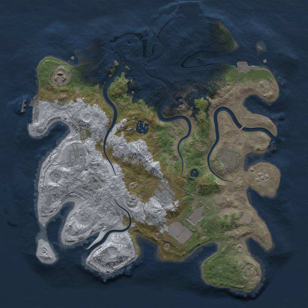 Rust Map: Procedural Map, Size: 3500, Seed: 90002329, 13 Monuments