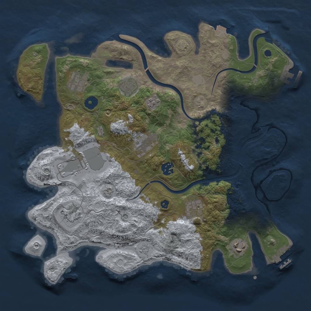 Rust Map: Procedural Map, Size: 3600, Seed: 5465465, 15 Monuments