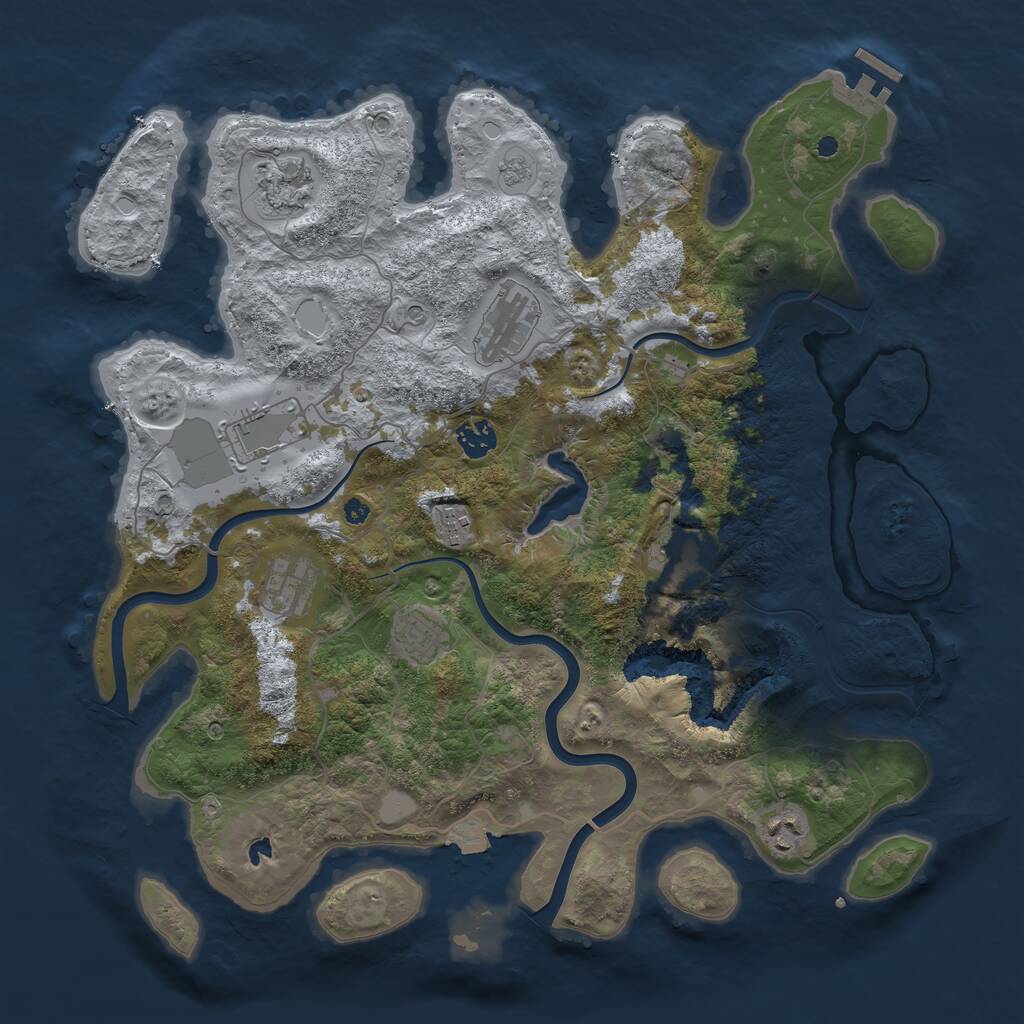 Rust Map: Procedural Map, Size: 4000, Seed: 20202023, 14 Monuments