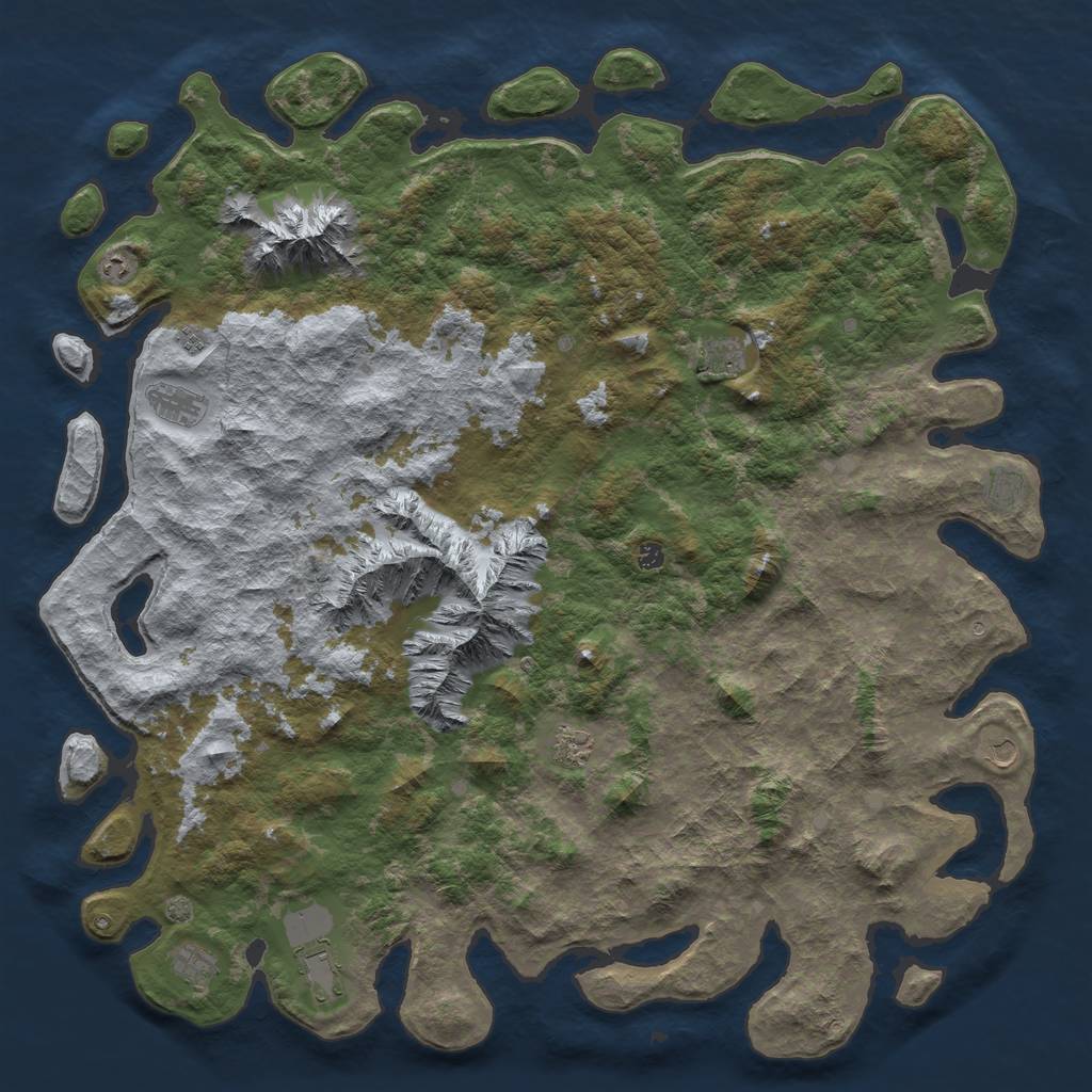 Rust Map: Barren, Size: 6000, Seed: 121741147, 14 Monuments