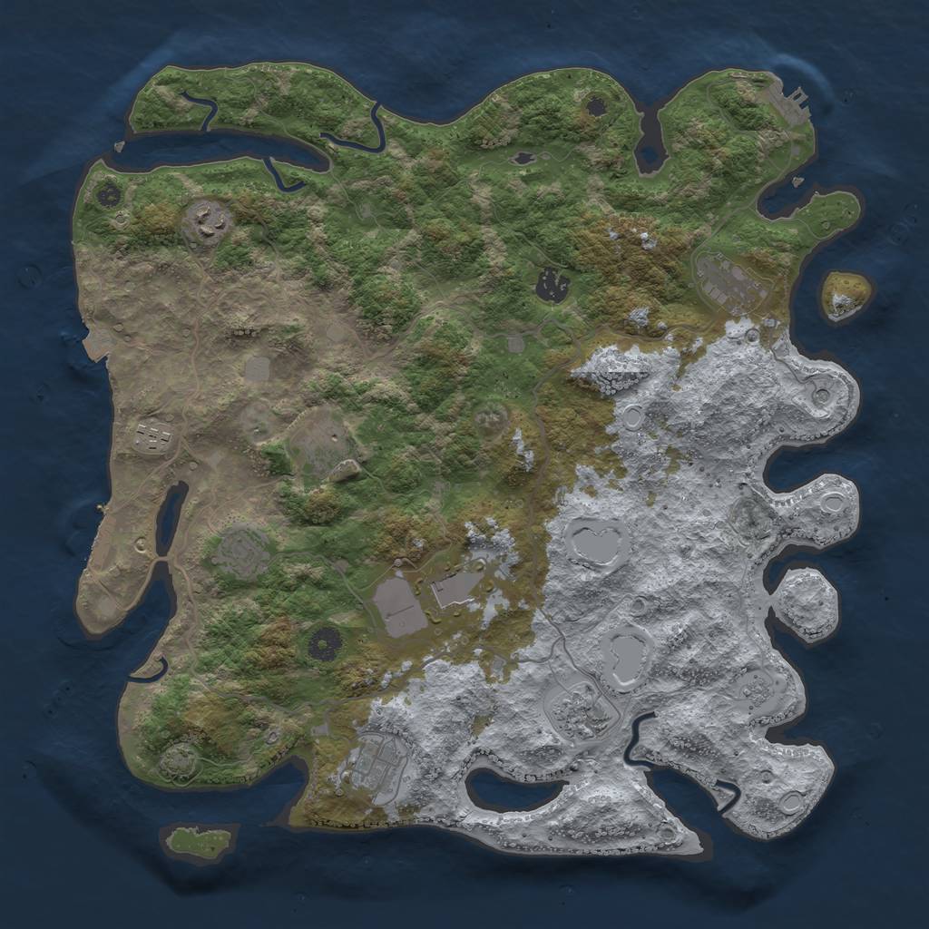 Rust Map: Procedural Map, Size: 4100, Seed: 24521330, 17 Monuments