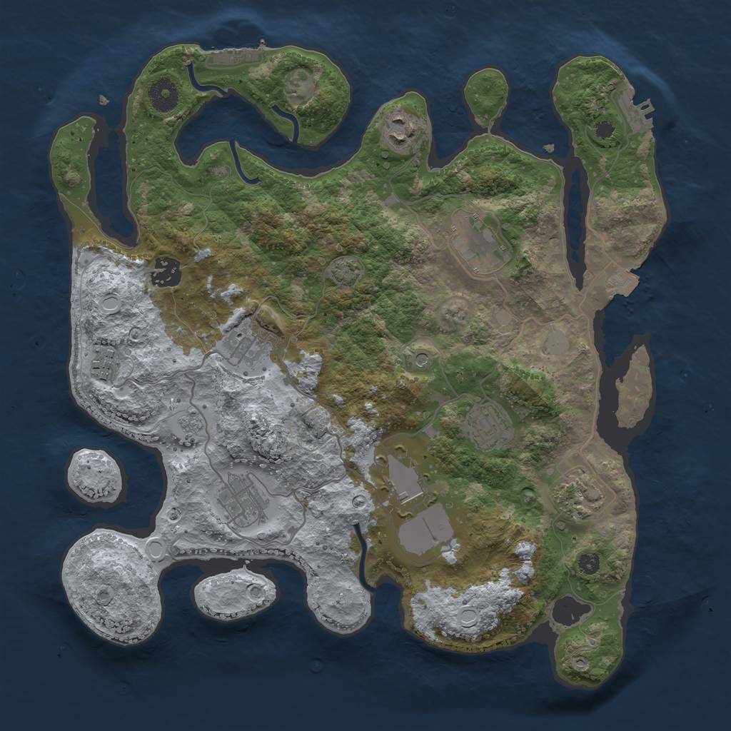 Rust Map: Procedural Map, Size: 3500, Seed: 1397526472, 17 Monuments