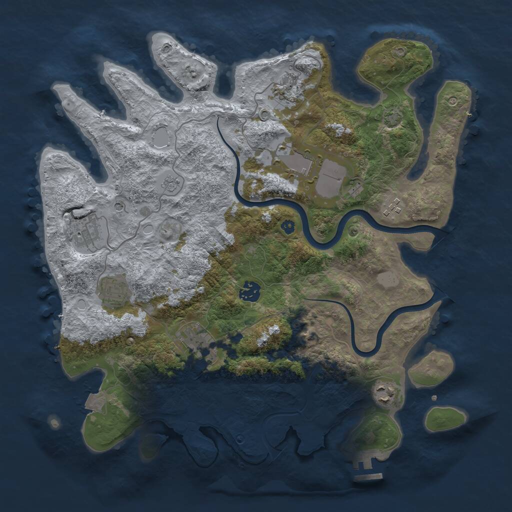 Rust Map: Procedural Map, Size: 3650, Seed: 82787599, 13 Monuments