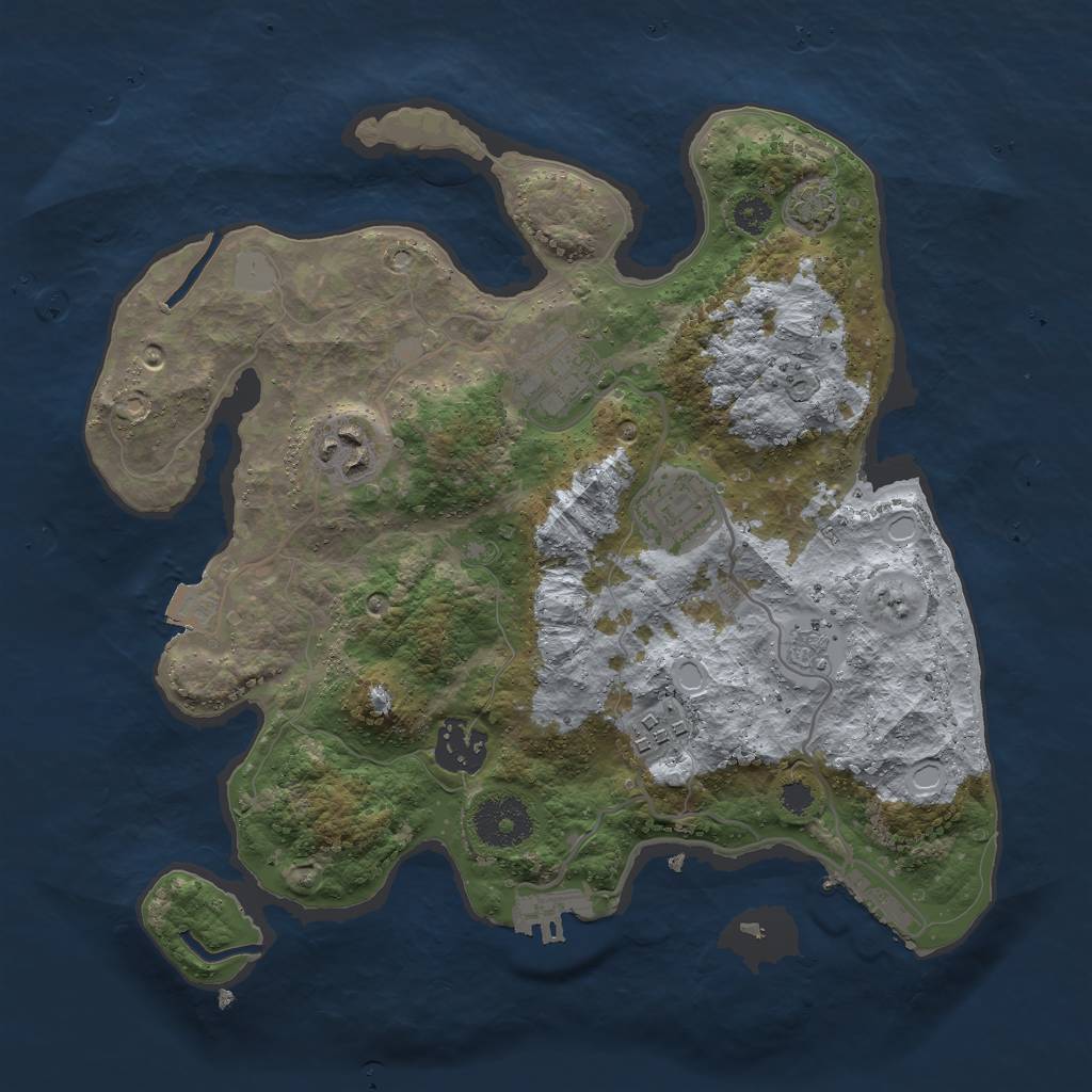 Rust Map: Procedural Map, Size: 3000, Seed: 8763, 12 Monuments
