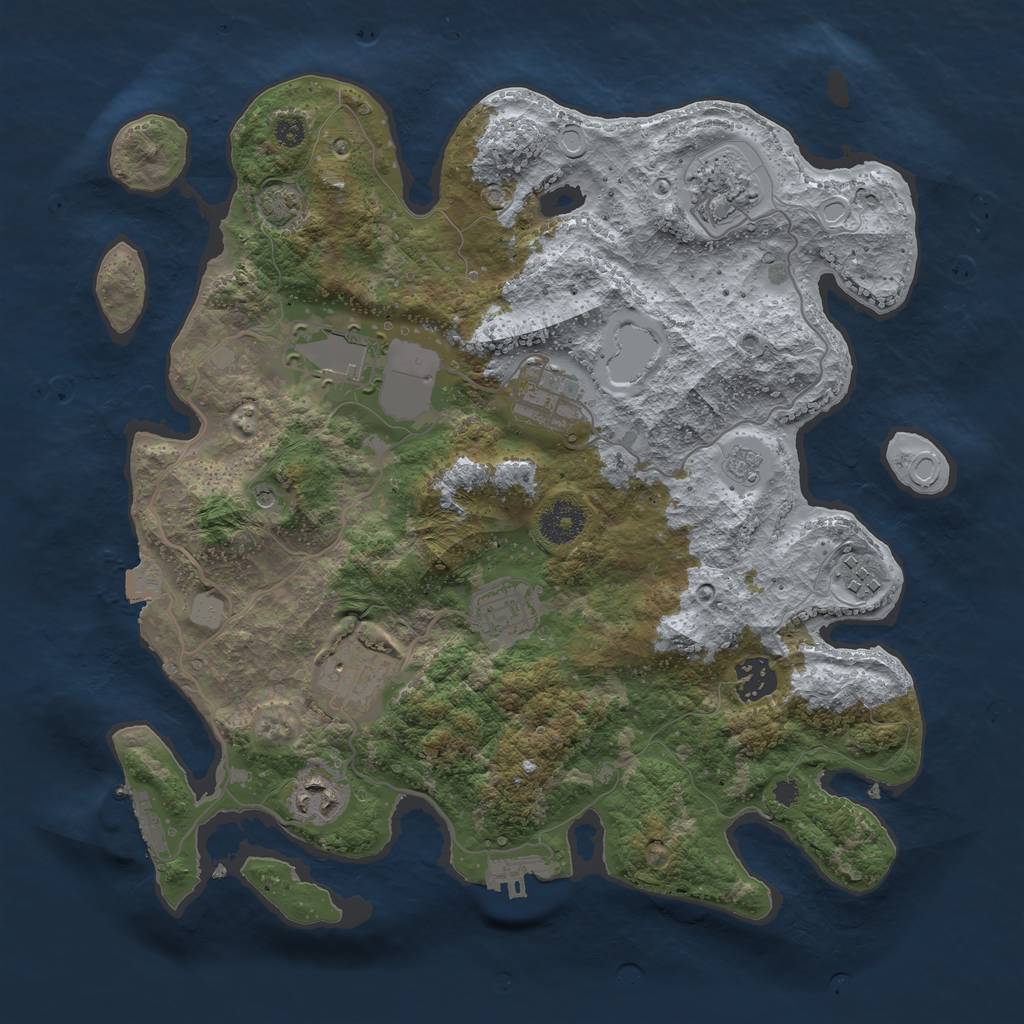 Rust Map: Procedural Map, Size: 3500, Seed: 375054834, 16 Monuments