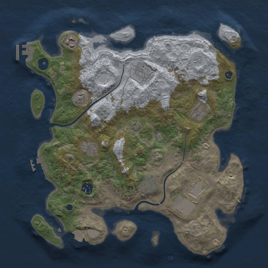 Rust Map: Procedural Map, Size: 3500, Seed: 35002, 13 Monuments