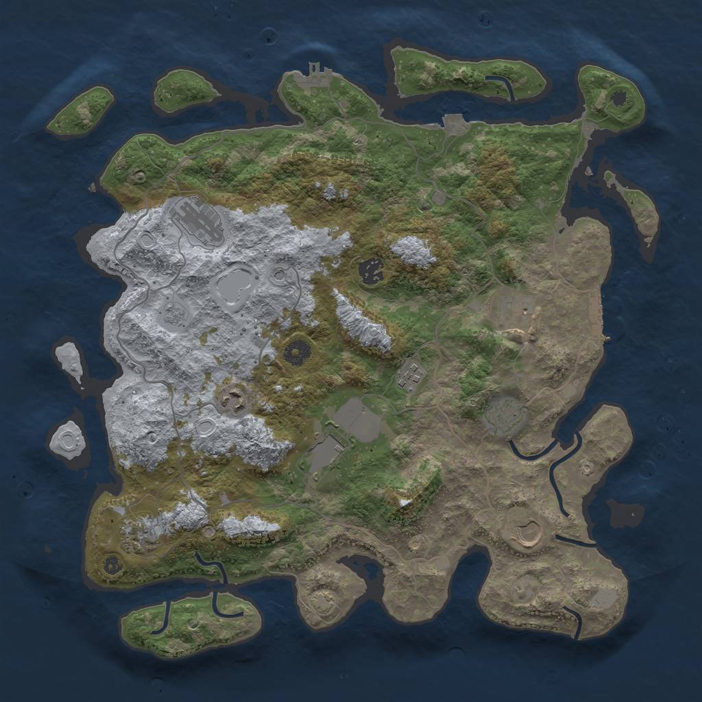 Rust Map: Procedural Map, Size: 4000, Seed: 81249613, 17 Monuments