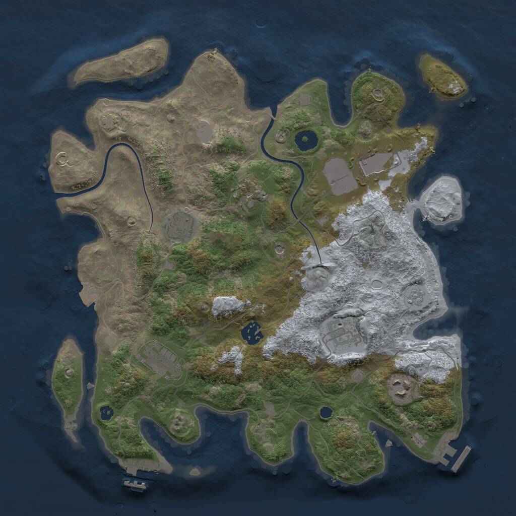 Rust Map: Procedural Map, Size: 3600, Seed: 81221970, 13 Monuments