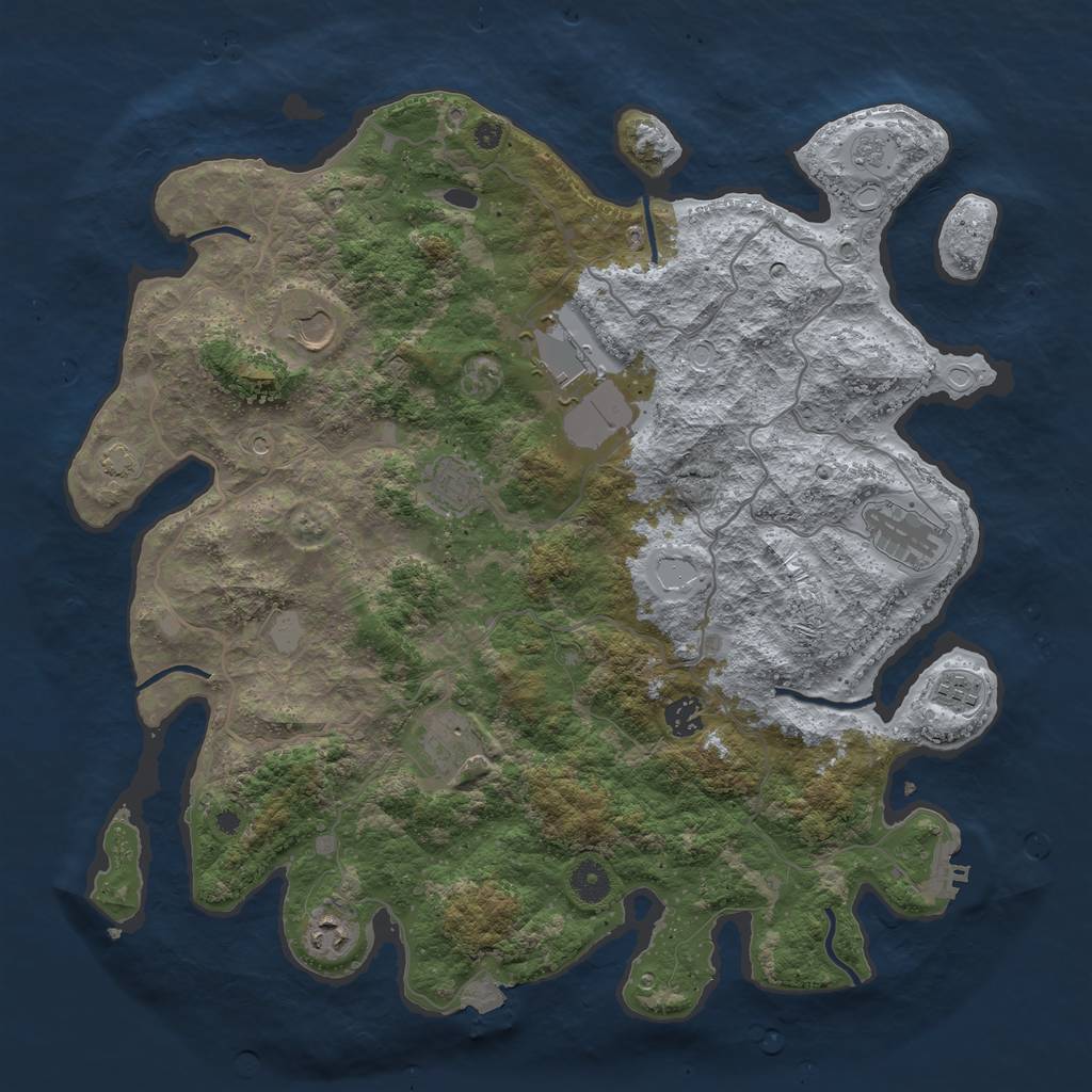 Rust Map: Procedural Map, Size: 4100, Seed: 3228881, 15 Monuments
