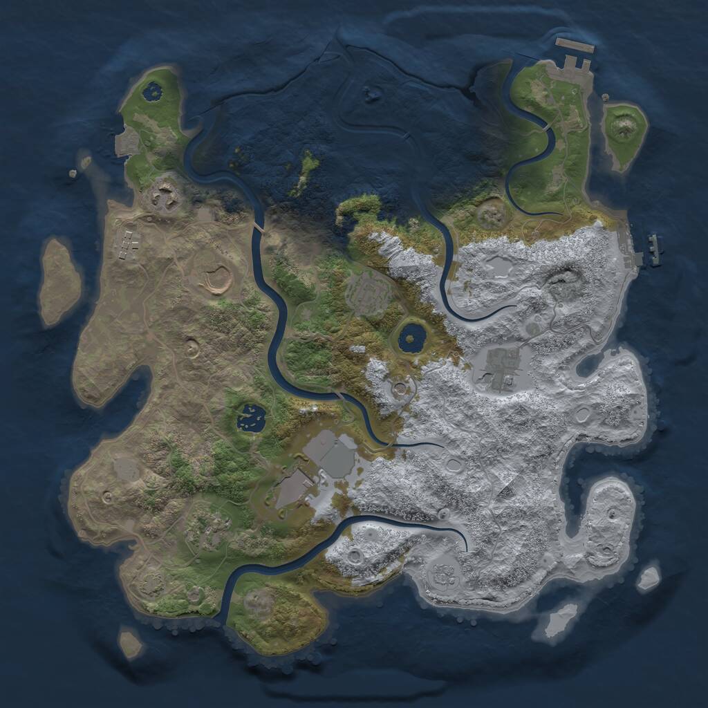 Rust Map: Procedural Map, Size: 3700, Seed: 1435480242, 14 Monuments