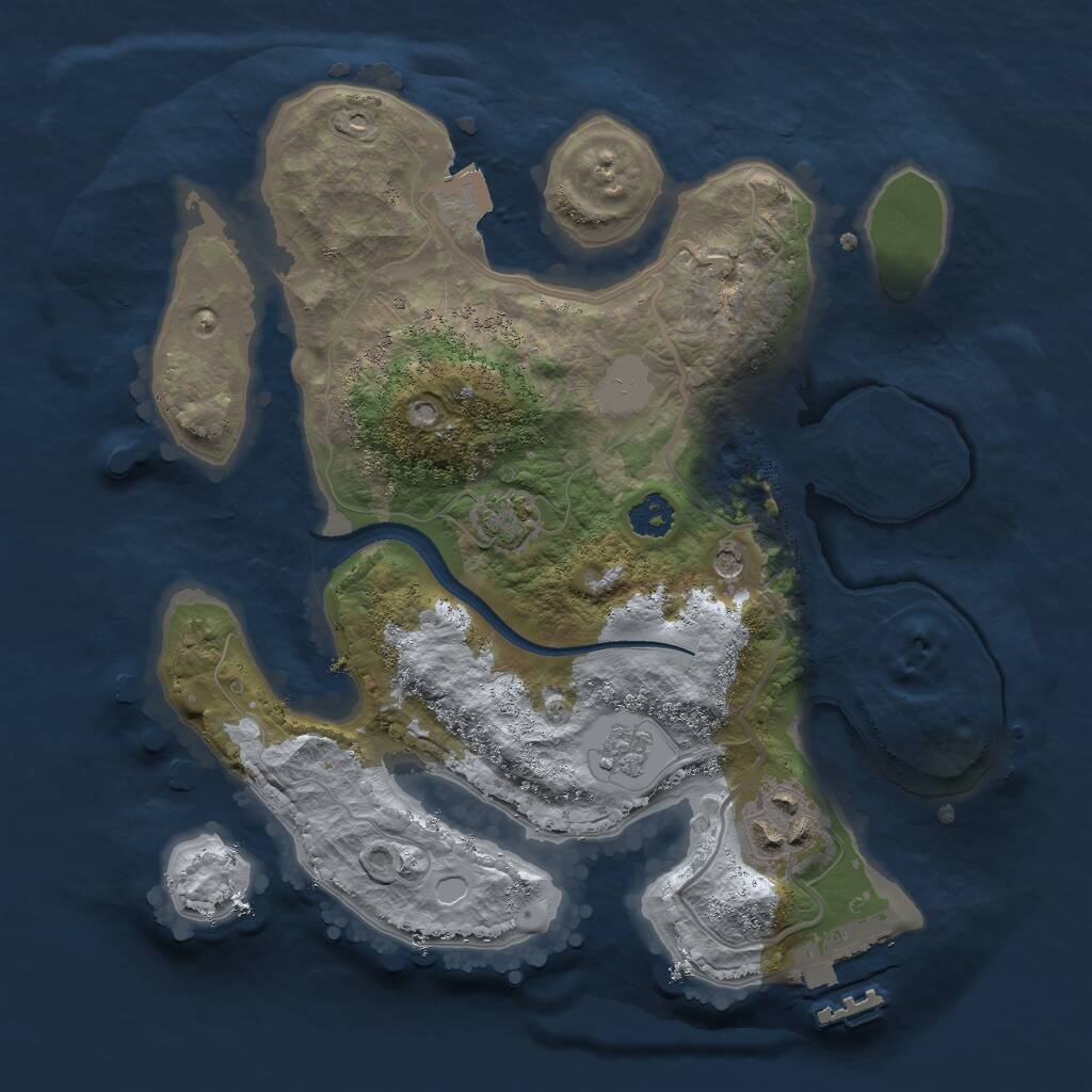 Rust Map: Procedural Map, Size: 2500, Seed: 39457, 6 Monuments