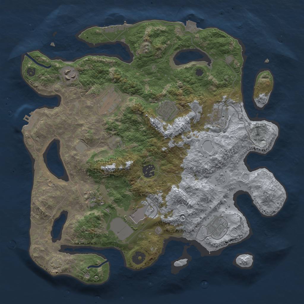 Rust Map: Procedural Map, Size: 3500, Seed: 350012633, 15 Monuments