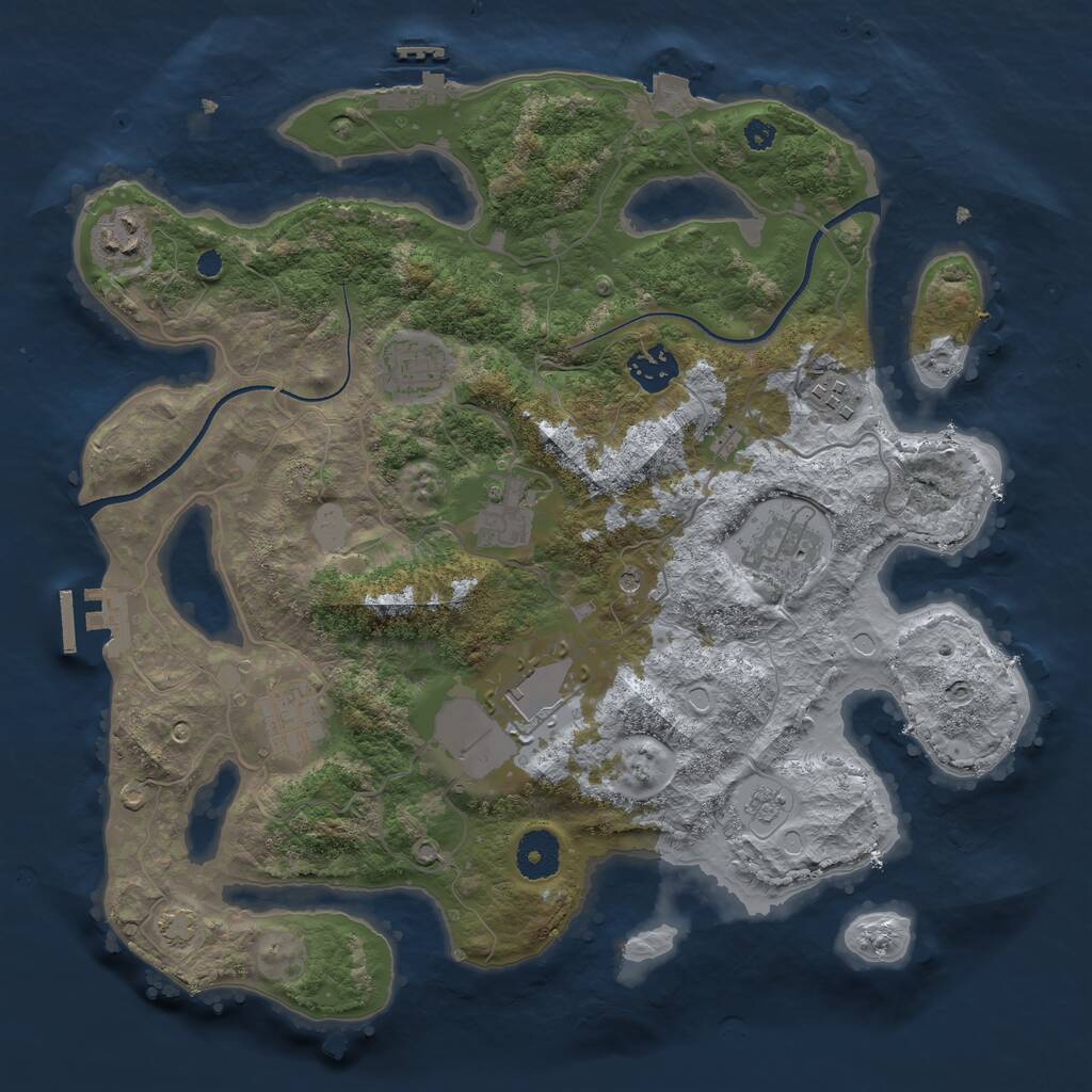 Rust Map: Procedural Map, Size: 3500, Seed: 350012633, 14 Monuments